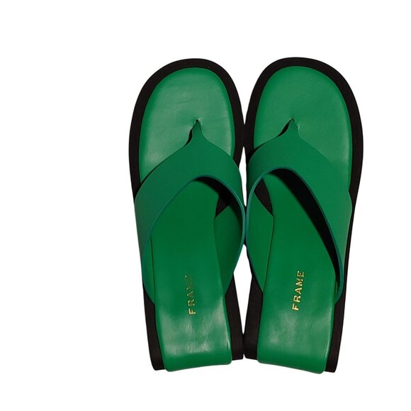 FRAME Le Ocean Wedge Flip Flops Kelly Green Chunky Color-Pop Bold Trendy Sleek - Picture 5 of 10